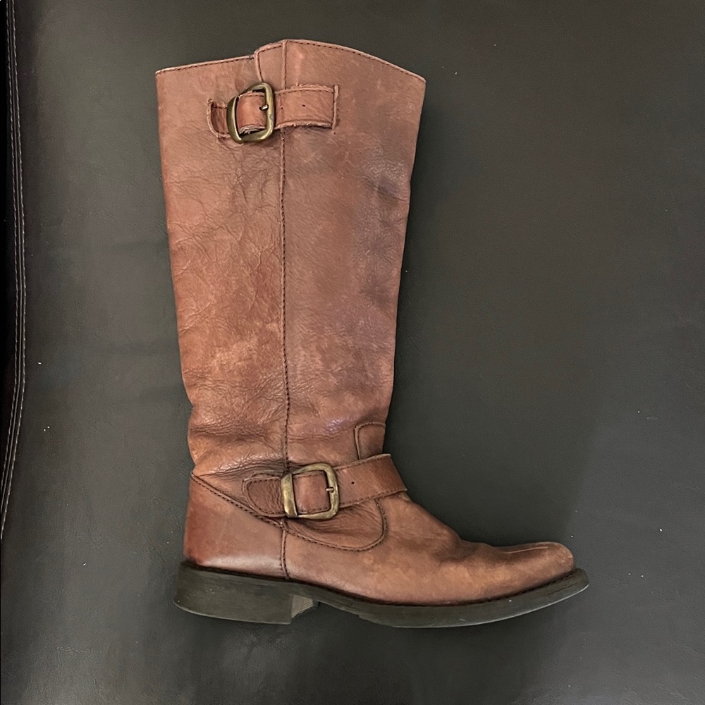 Steve Madden Brown Leather Mid-Calf Heeled Boots